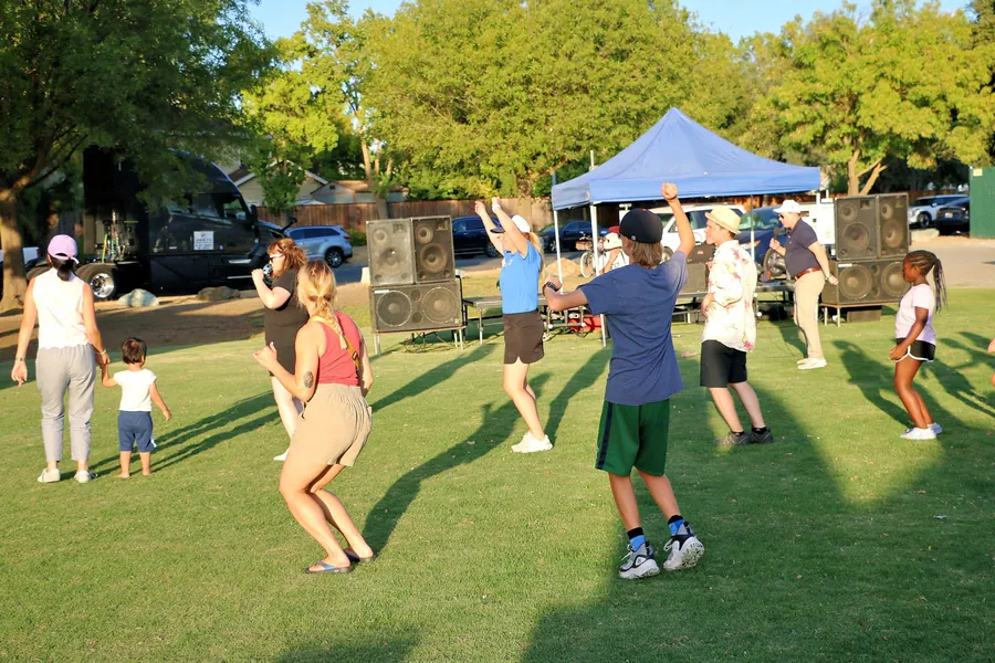 A crowd of Davis Chamber members and neighbors at a community mixer